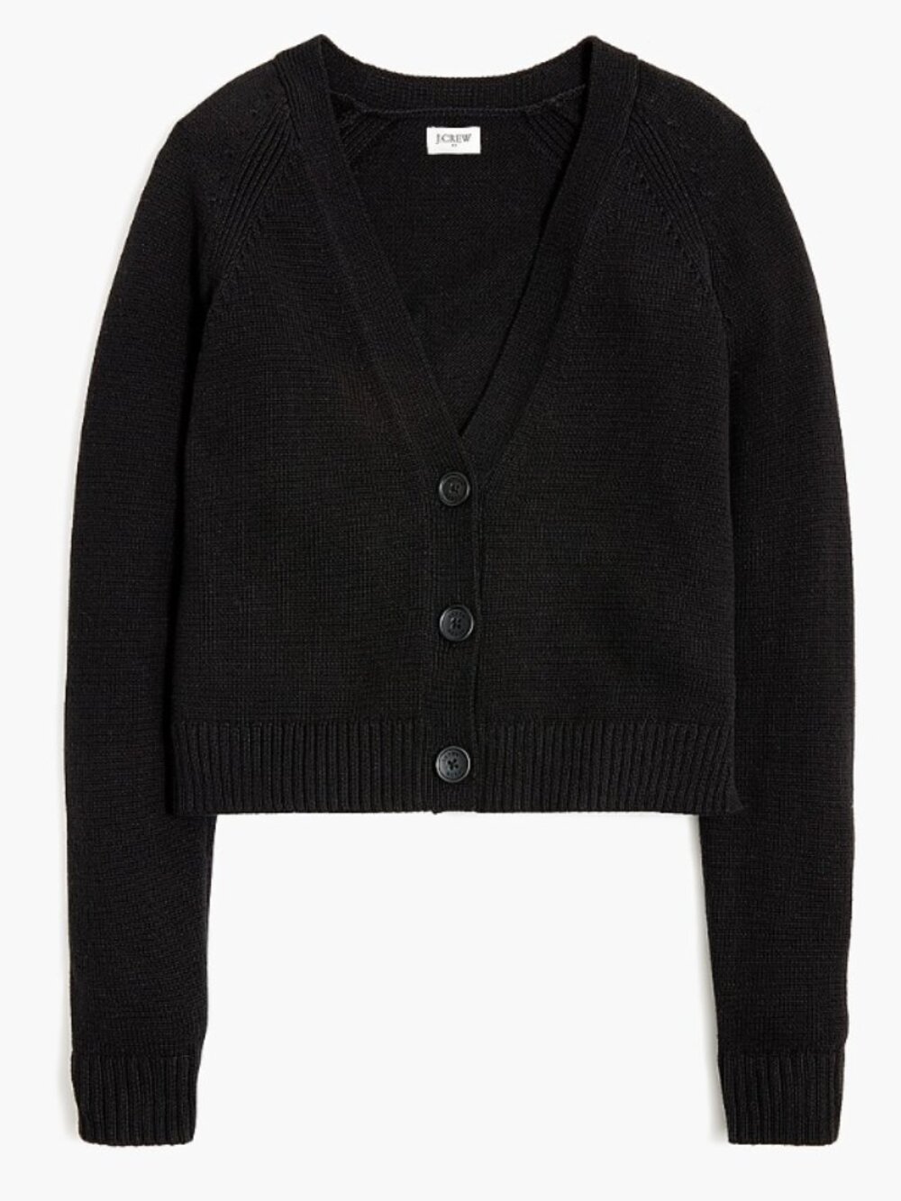 J. Crew Factory Cotton-blend V-neck cardigan sweater in Black, size Medium